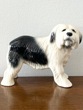 Vintage Coopercraft Old English Sheepdog Ceramic Figurine 1970 Dulux Dog England